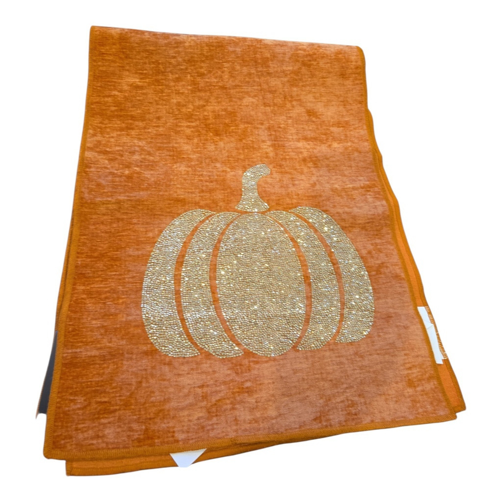 Magaschoni Home Table Runner Fall Pumpkin 16x90" Crystal Pumpkin NWT (A-19)